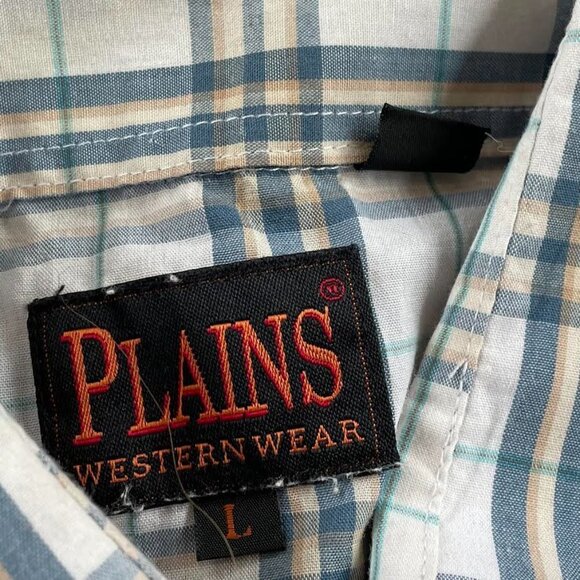 Vintage Plains Western Wear Plaid Cowboy Short Sleeve Rodeo Button Down Shirt - Picture 6 of 7